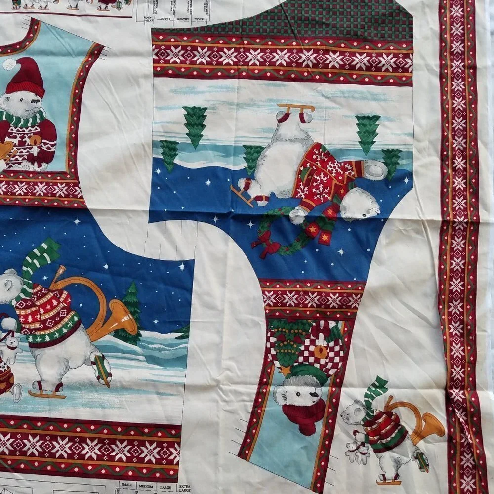Concord Vest Kit “Holiday On Ice” Cut and Sew Panel Vintage XL, L, M, S Pattern